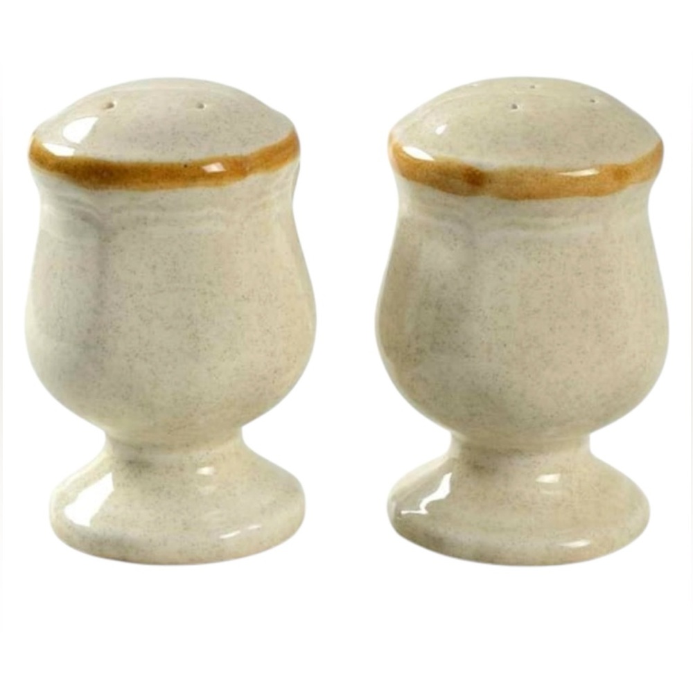 Vintage Mikasa Garden Club Salt & Pepper Shaker Set Speckled Beige Stoneware